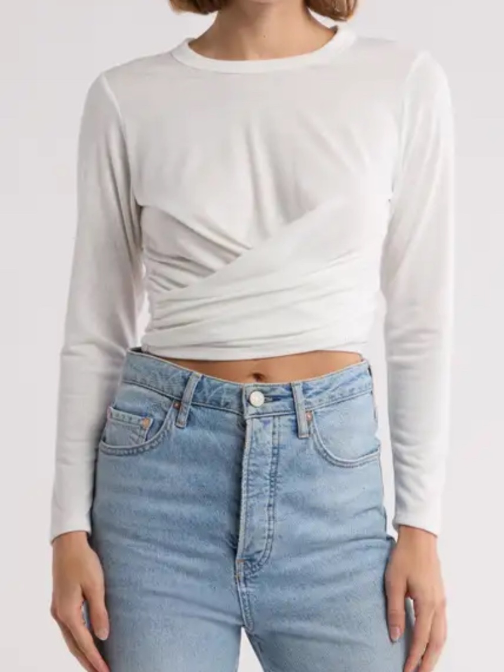 LUSH Long Sleeve Twist-Front Crop Top